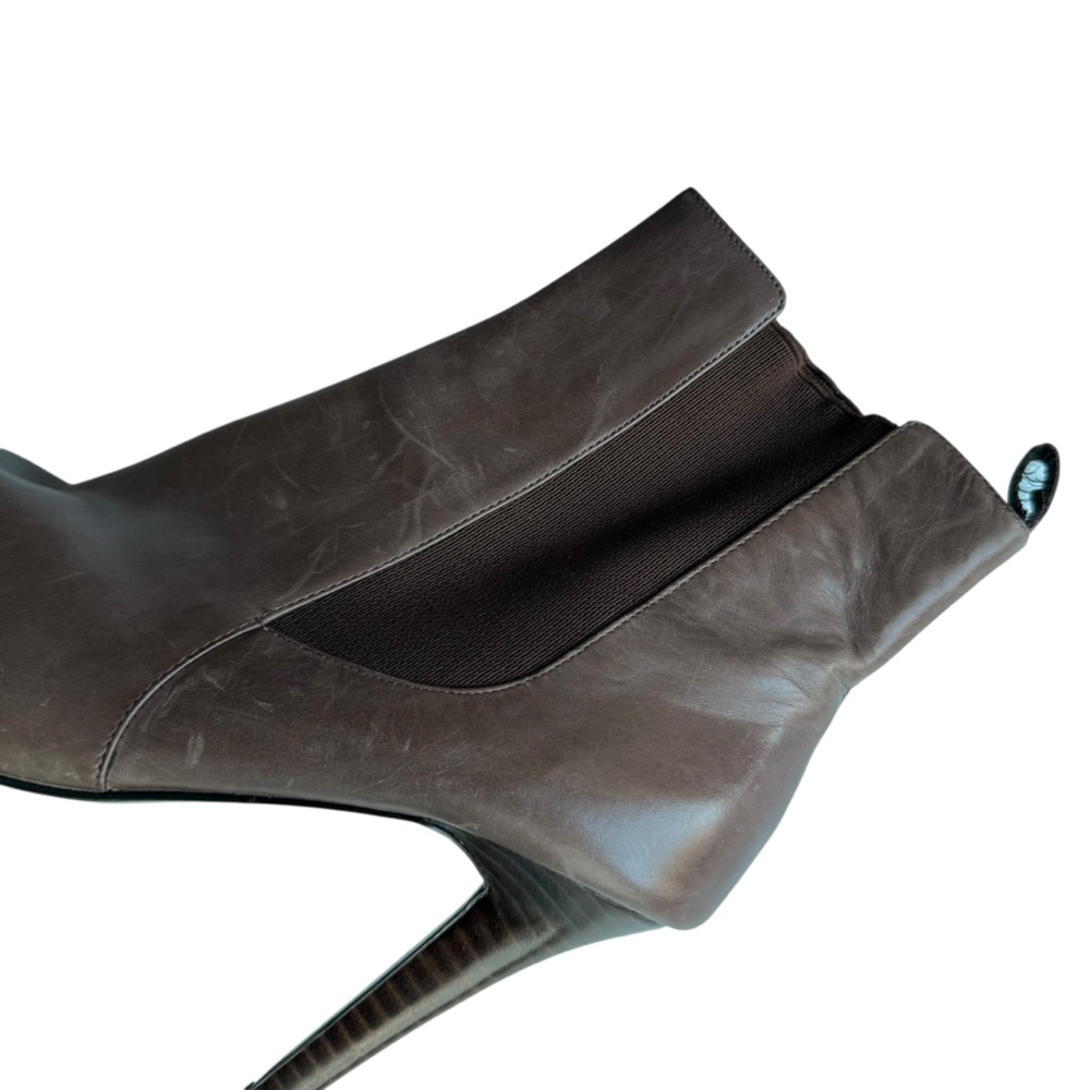 Lauren Ralph Lauren Chic Faded Brown Genuine Leather Ankle Boots 7 - Picture 8 of 11